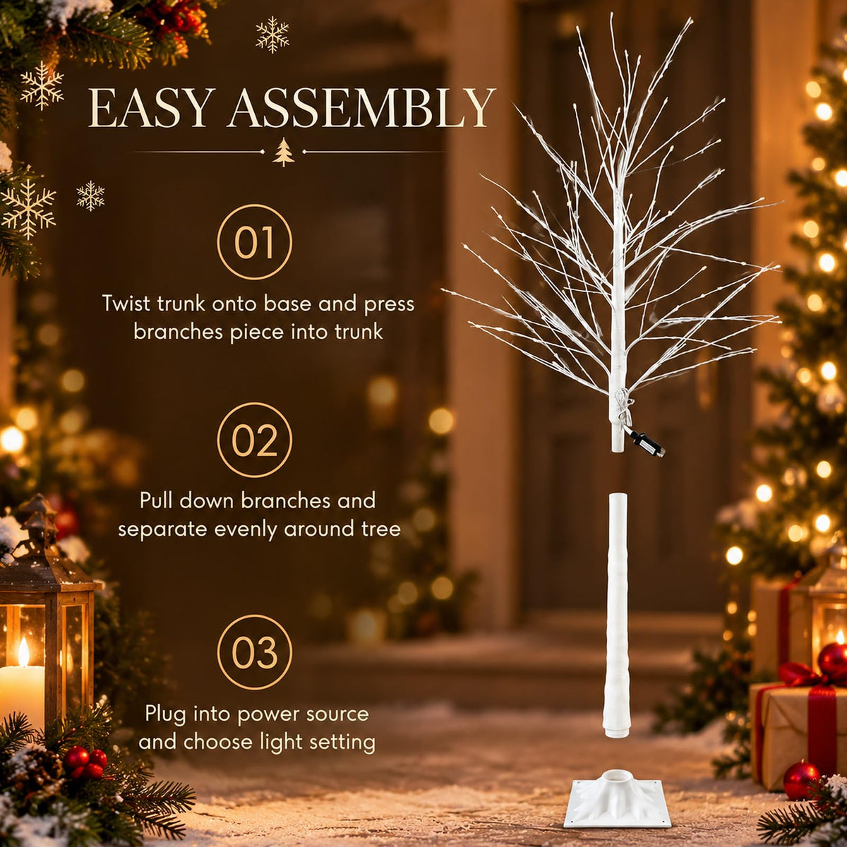 4 Pack Lighted Birch Tree Y597