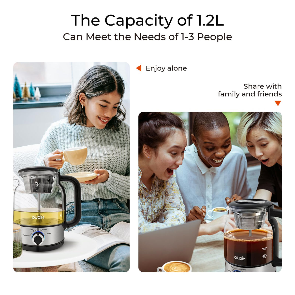 1.2L Glass Stainless Steel Drip Coffee Maker Q4375