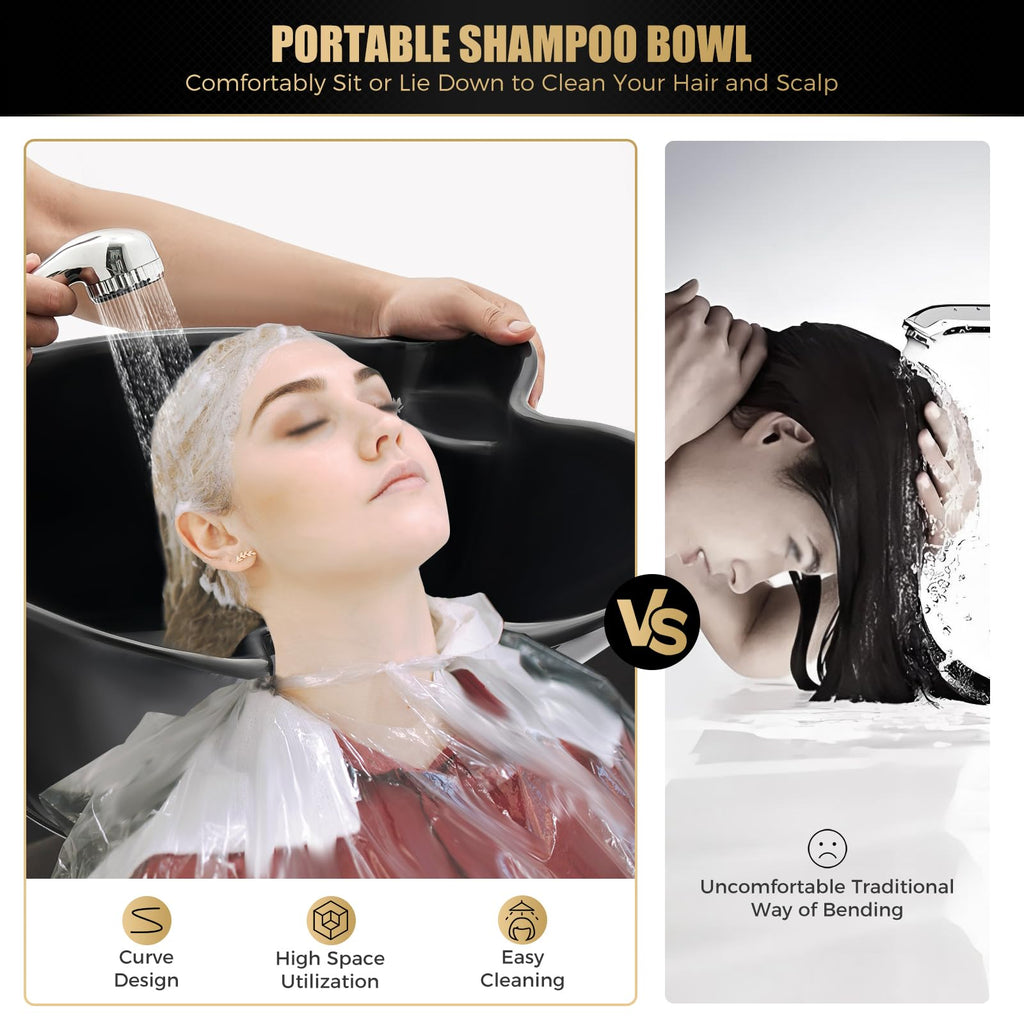 Portable Shampoo Bowl with Electric Pump, Height Adjustable Hair Washing Basin Z5285