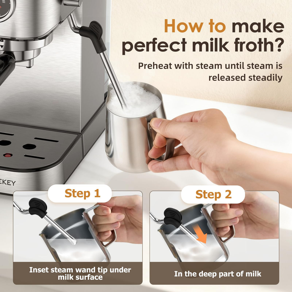 20 Bar Stainless Steel Espresso Machine with Milk Frother L267