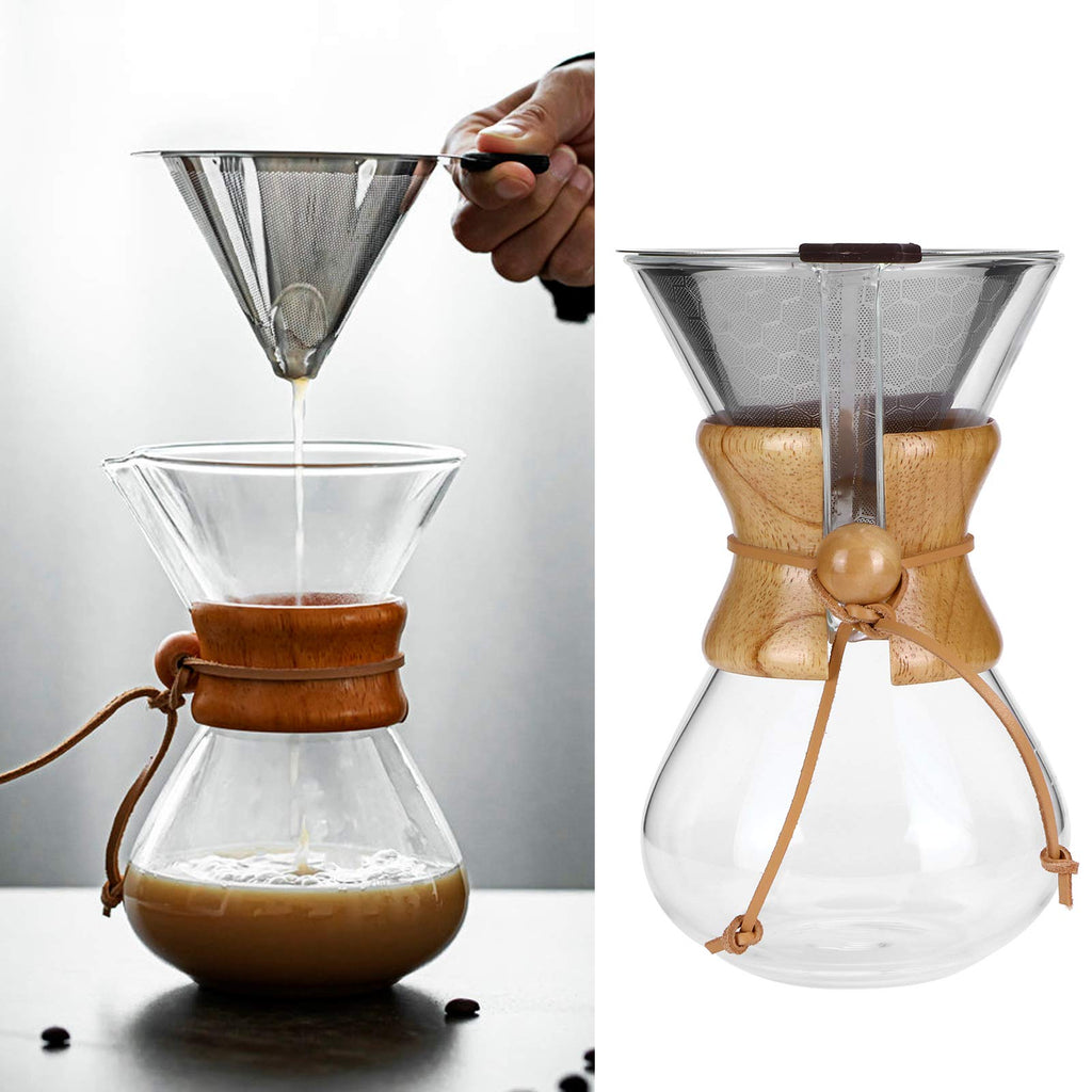 600ml High Temp Glass Coffee Drip Pot with Reusable Filter K7096