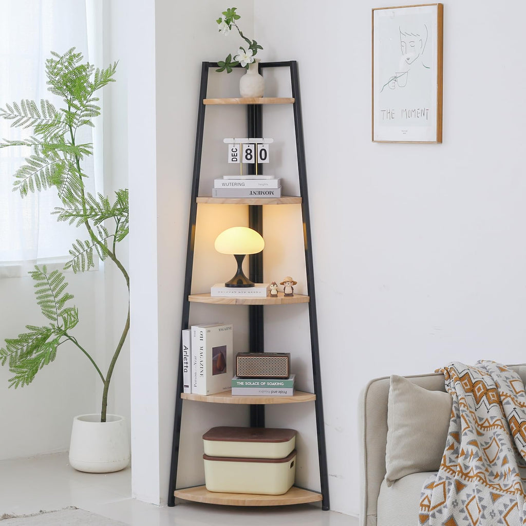 70 inch Solid Wood 5 Tier Corner Bookshelf P927147