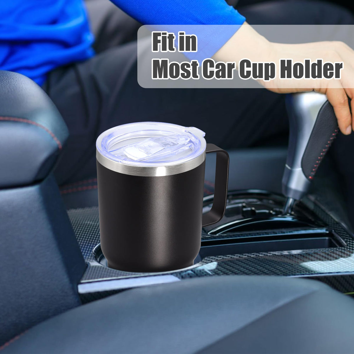 20 oz Black Tumbler with Handle and Lid F9127