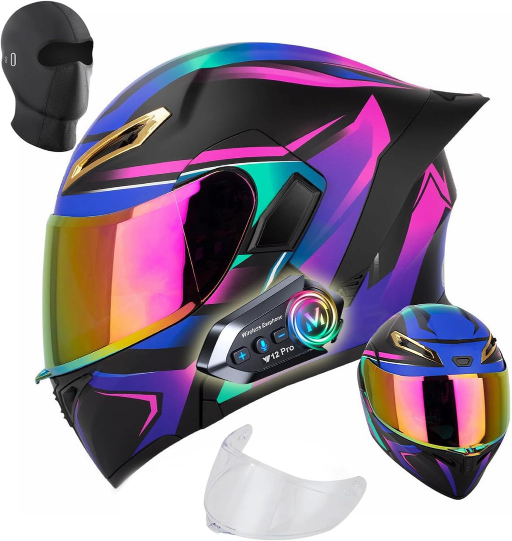 DOT Approved Flip Up Full Face Bluetooth Motorcycle Helmet D167