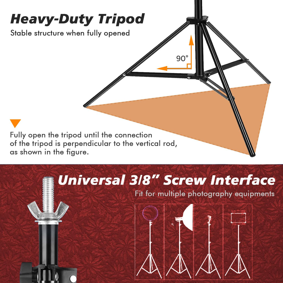 8.5 x 10ft Adjustable Backdrop Stand Support Kit with Sandbag, Clamp and Carry Bag I38970