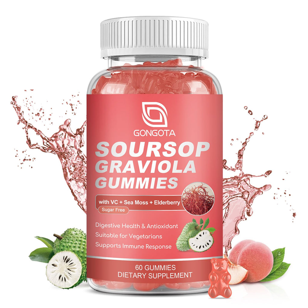 Soursop Graviola Gummies 2200mg Elderberry Sea Moss 60 Gummies G7389