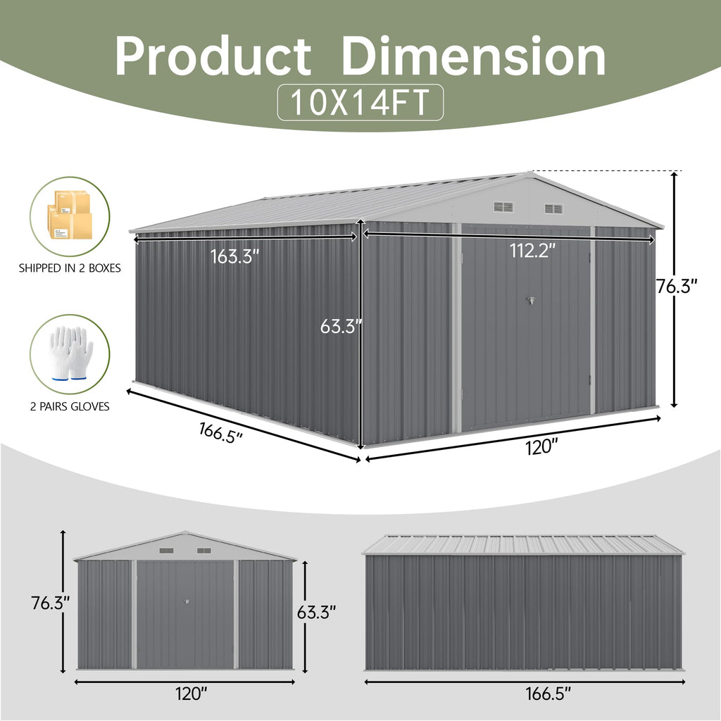 10x14 FT Outdoor Storage Shed F29959