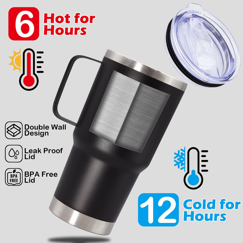 20 oz Black Tumbler with Handle and Lid F9127