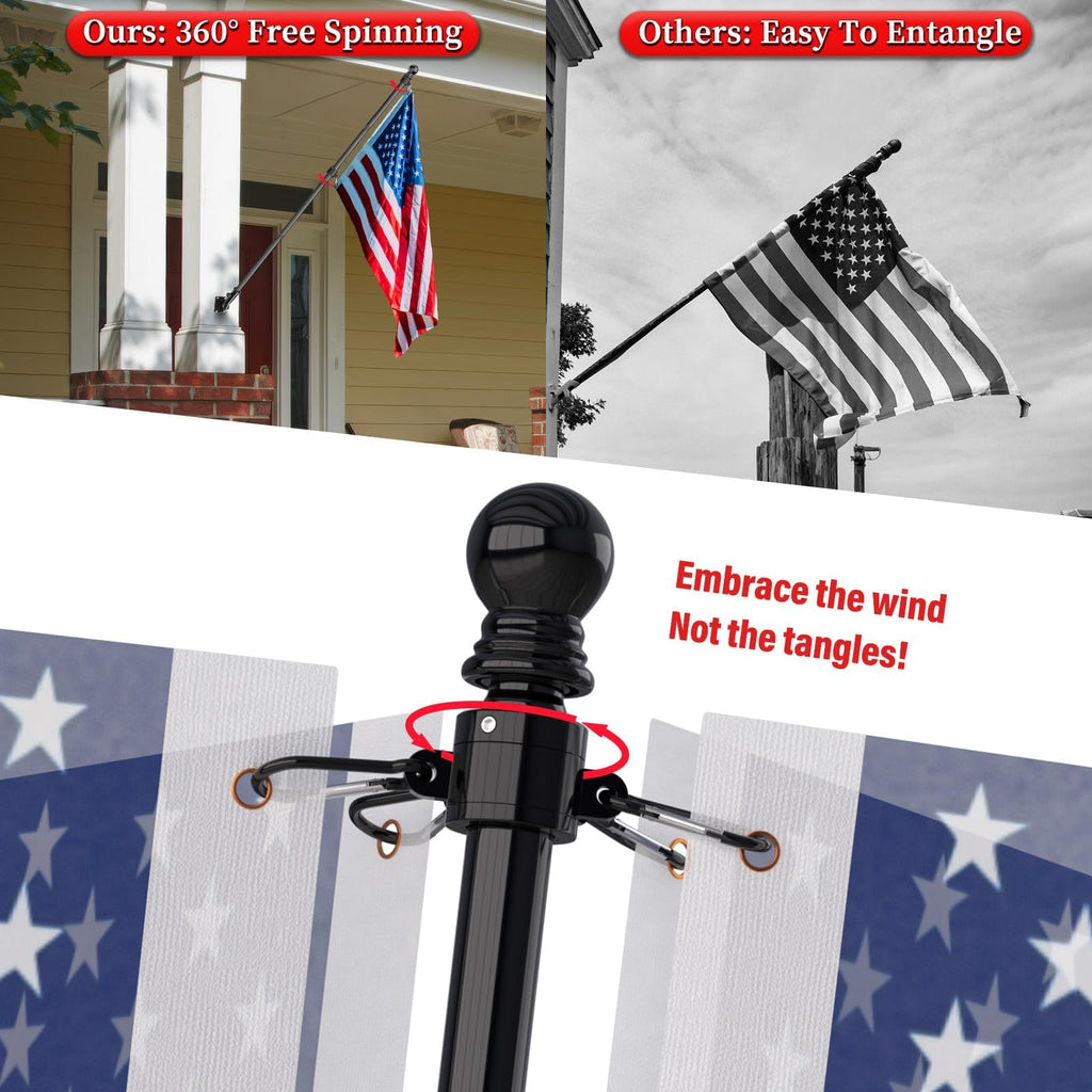 7FT Flag Pole Kit with Solar Light F26247