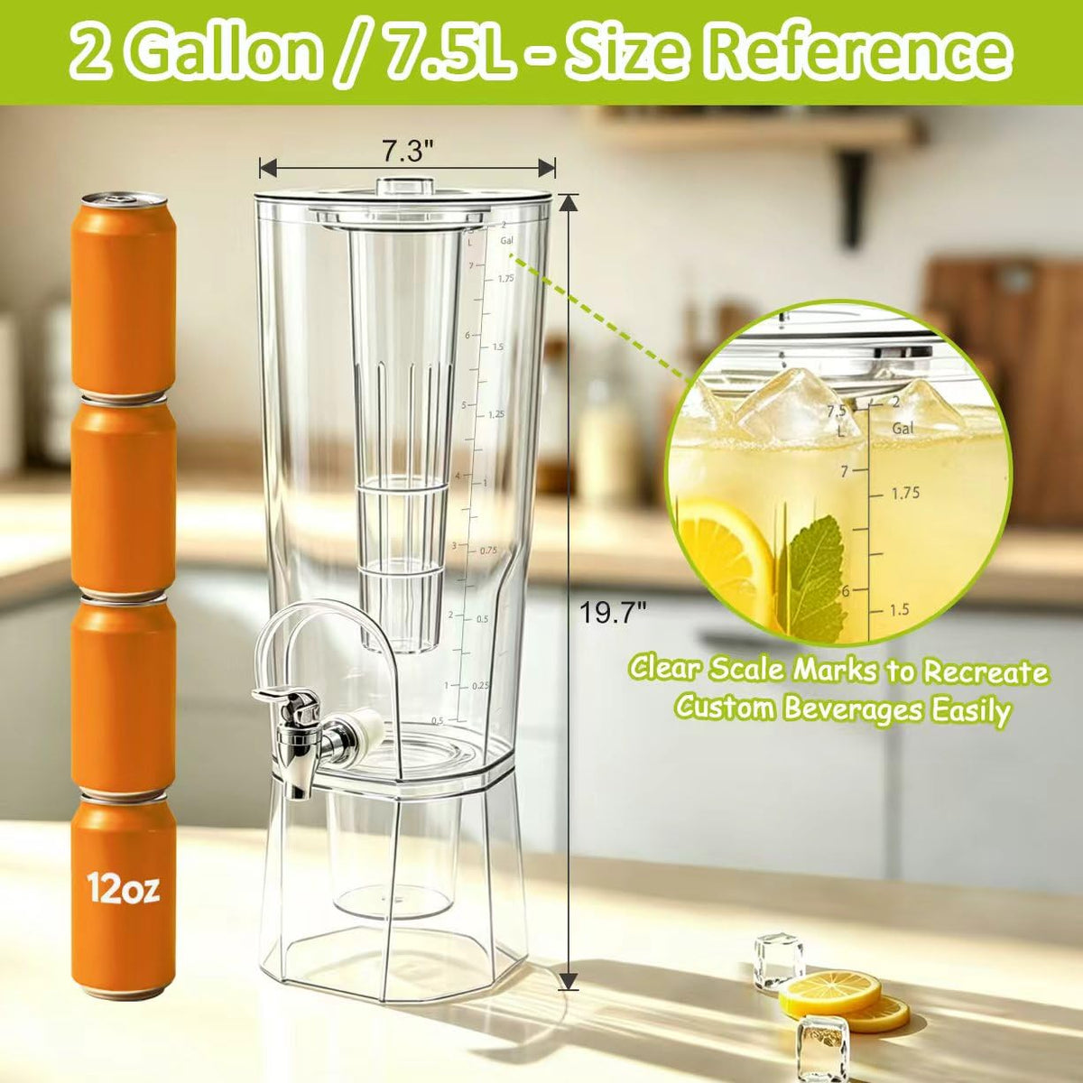 2 Gal Drink Dispensers with Stand & Fruit Infuser Q9077