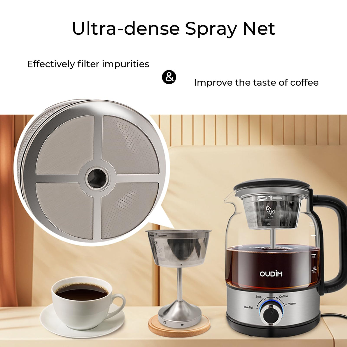 1.2L Glass Stainless Steel Drip Coffee Maker Q4375