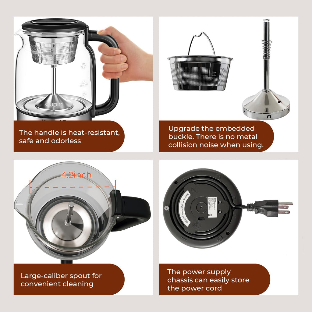 1.2L Glass Stainless Steel Drip Coffee Maker Q4375