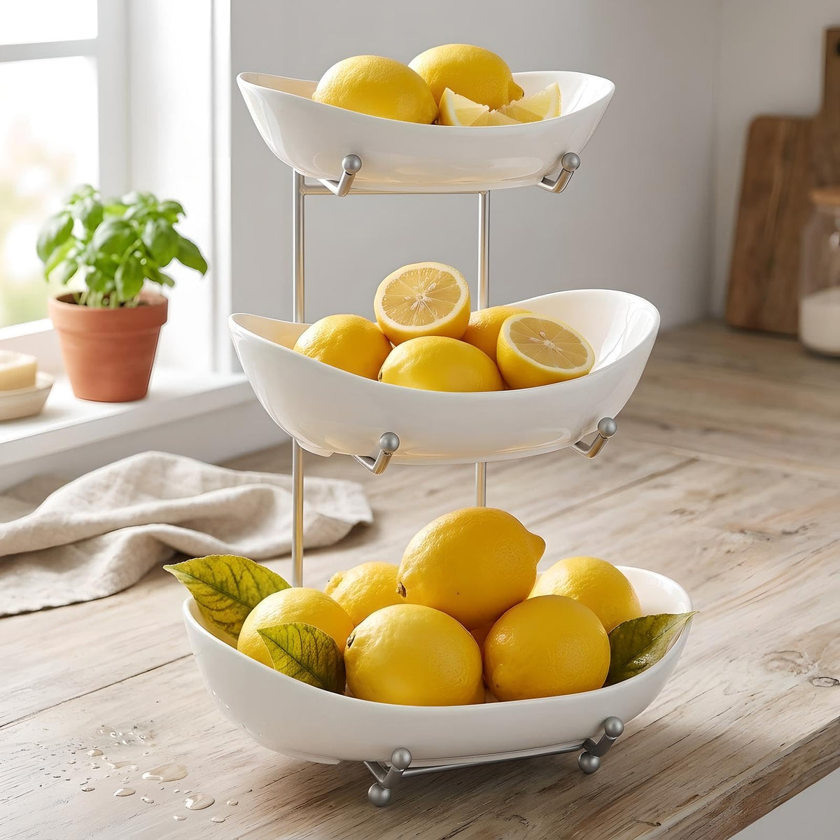 3 Tier Ceramic Fruit Basket with Holder Z937847