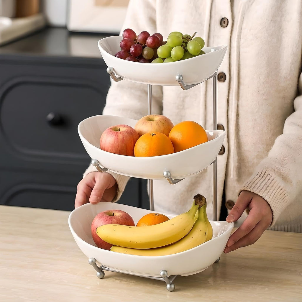 3 Tier Ceramic Fruit Basket with Holder Z937847