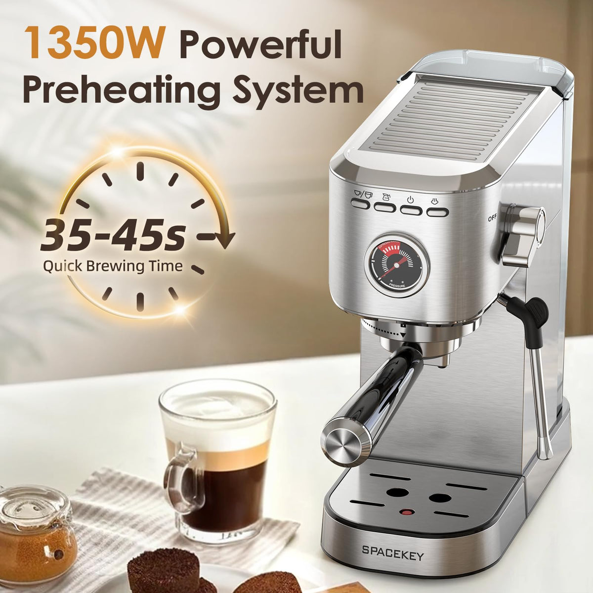 20 Bar Stainless Steel Espresso Machine with Milk Frother L267