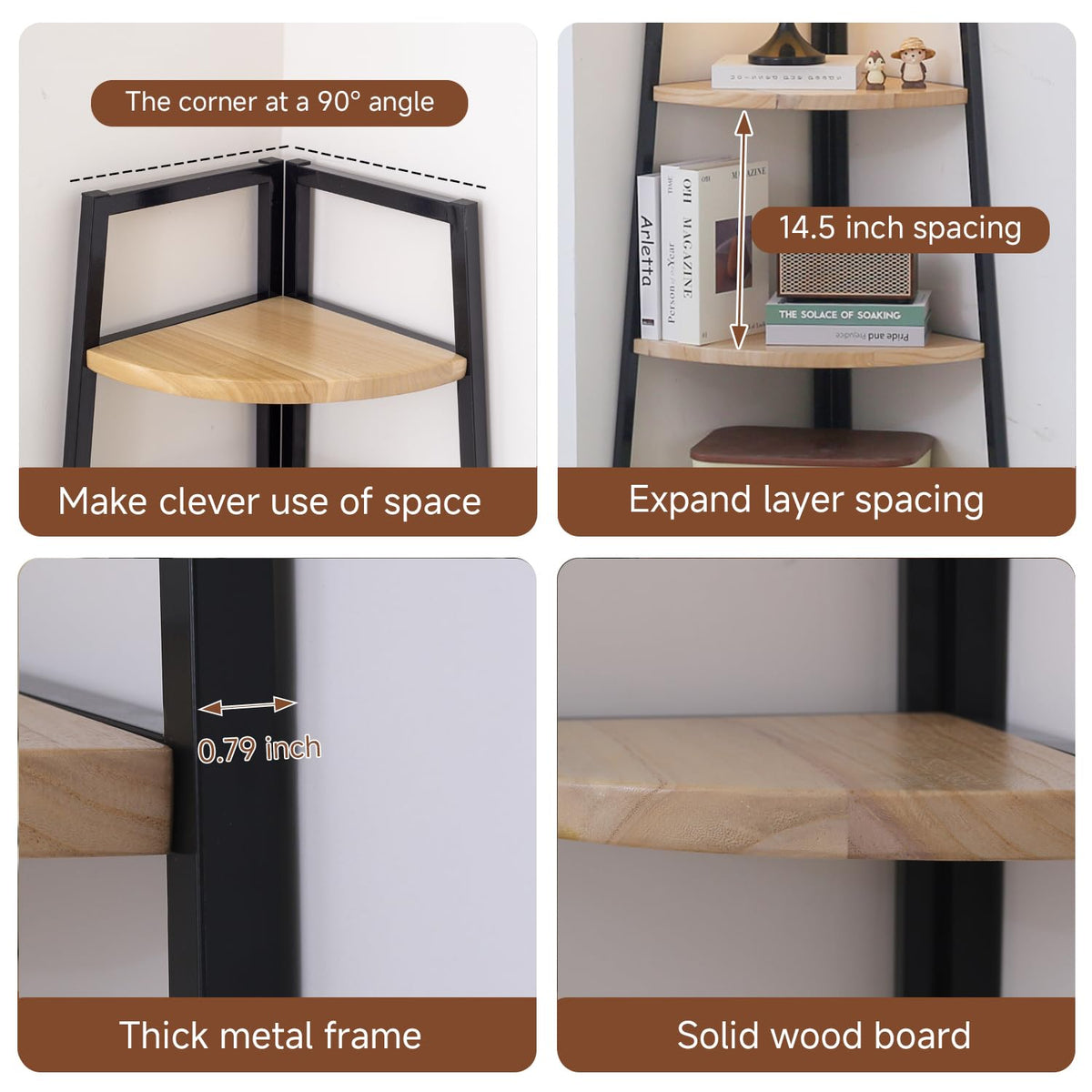 70 inch Solid Wood 5 Tier Corner Bookshelf P927147