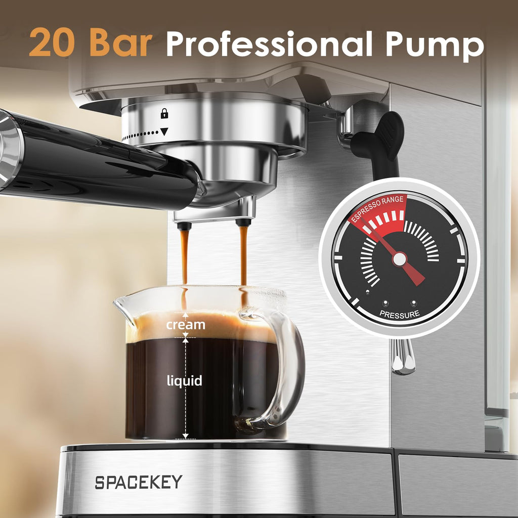 20 Bar Stainless Steel Espresso Machine with Milk Frother L267