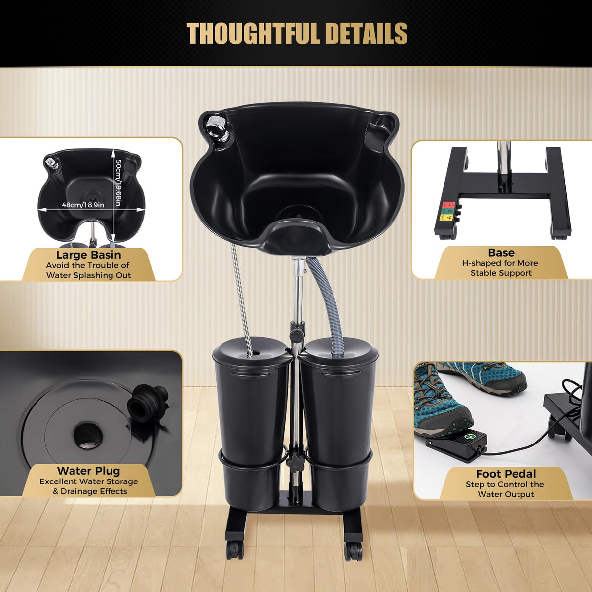 Portable Shampoo Bowl with Electric Pump W751