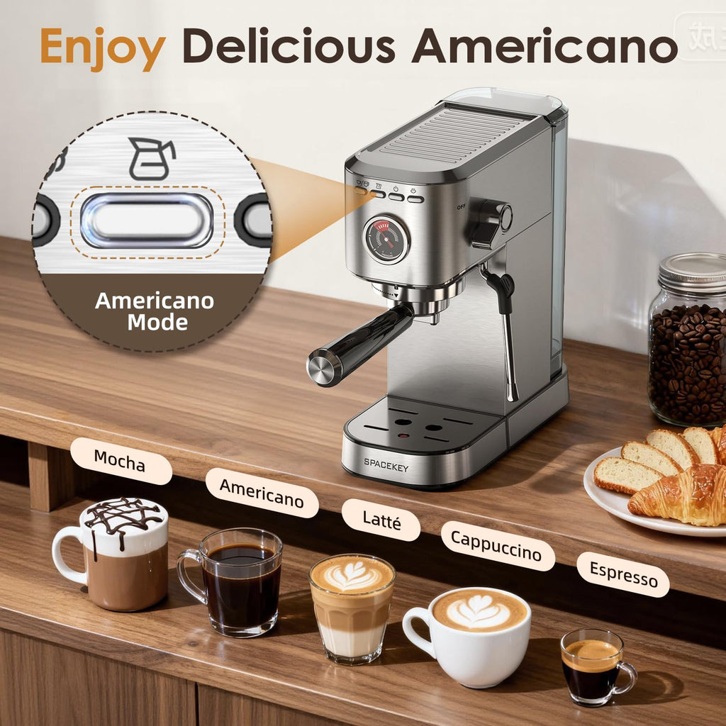 20 Bar Stainless Steel Espresso Machine with Milk Frother L267