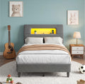 Twin Upholstered Bed Frame with Storage Headboard Q738