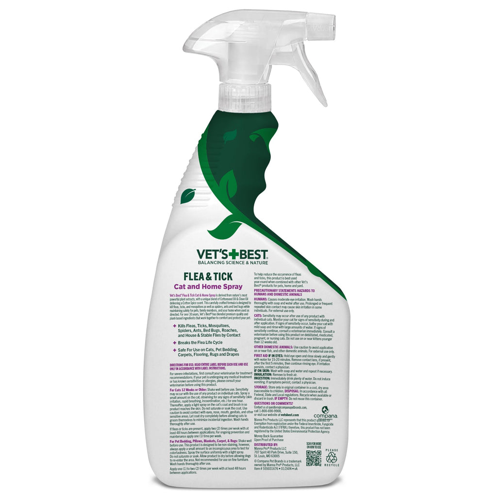 Flea & Tick Indoor Home Spray for Cats 32 oz N8303