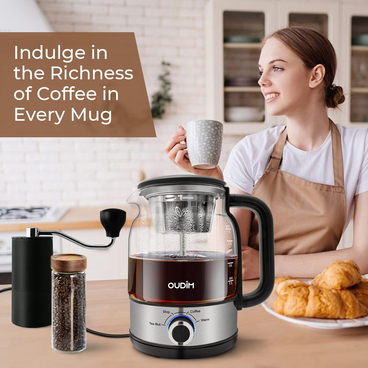 1.2L Glass Stainless Steel Drip Coffee Maker Q4375