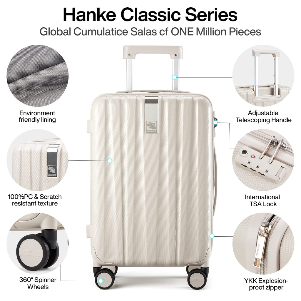 20 Inch Lightweight PC Hard Shell Carry on Luggage with Spinner Wheels U439