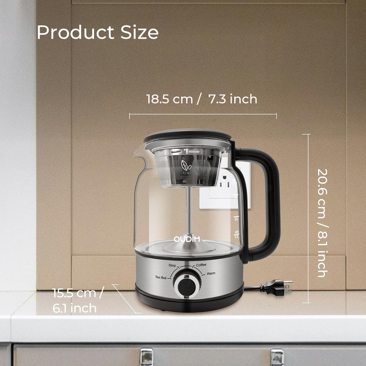 1.2L Glass Stainless Steel Drip Coffee Maker Q4375