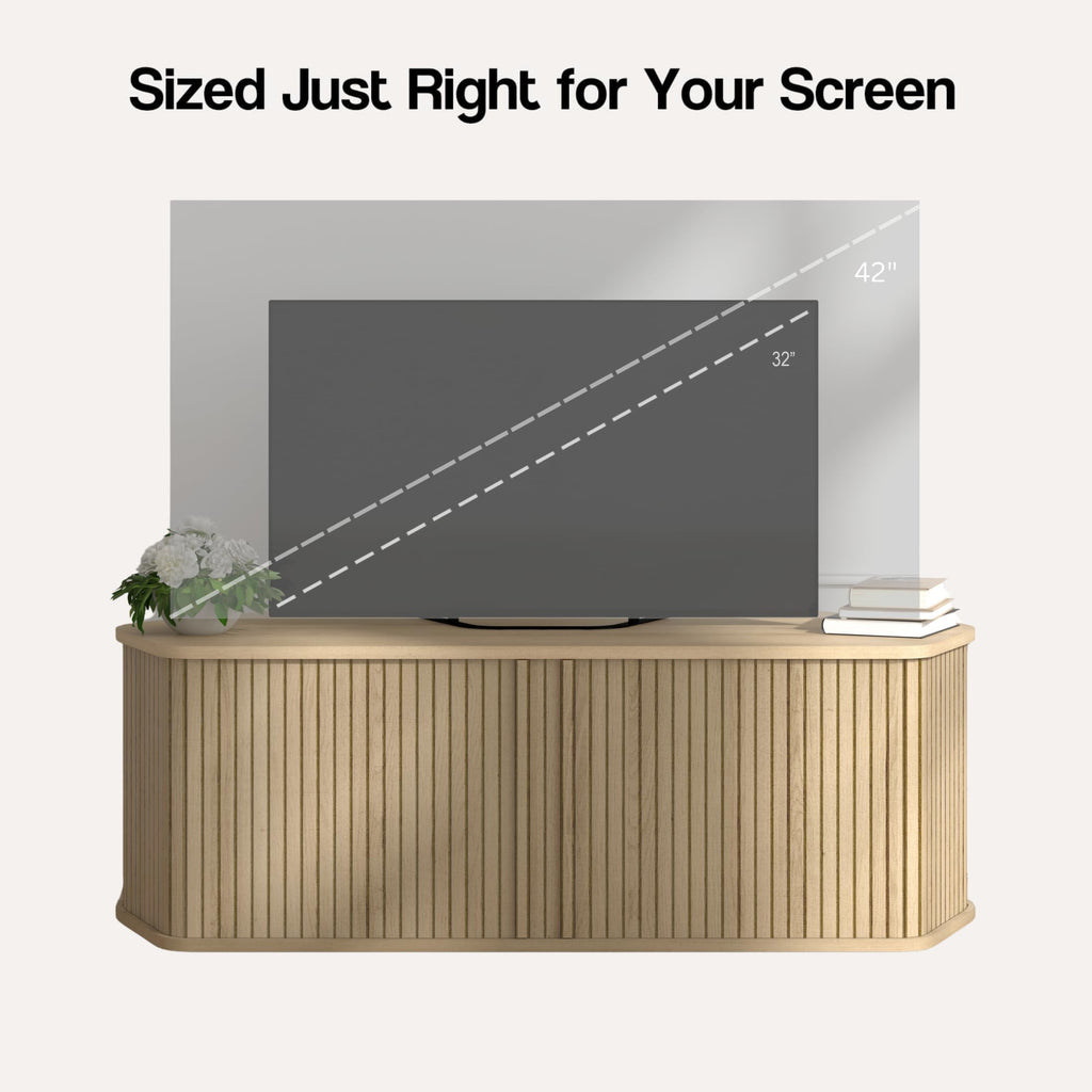43 Inch Corner TV Stand with Sliding Tambour Door A85284