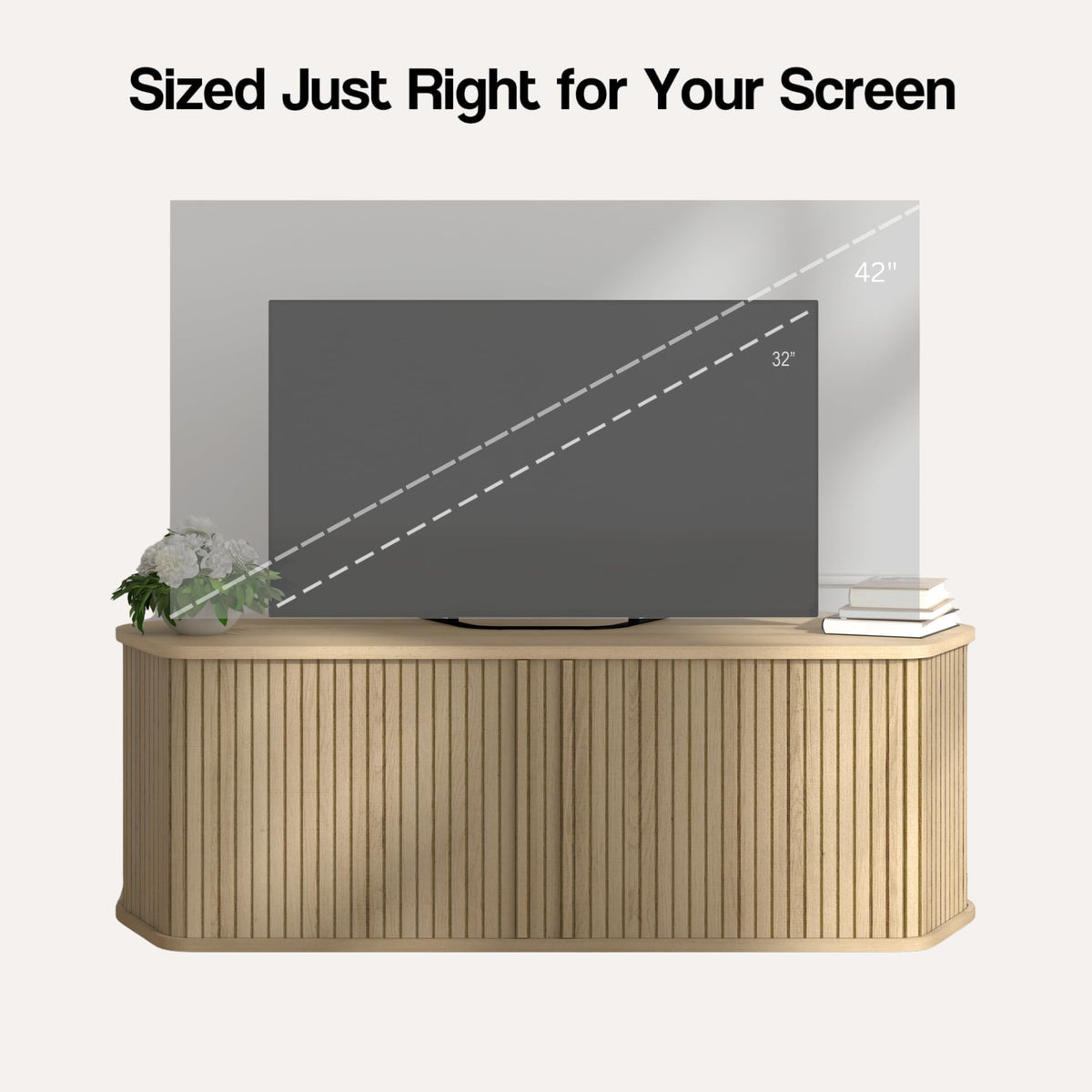 43 Inch Corner TV Stand with Sliding Tambour Door A85284