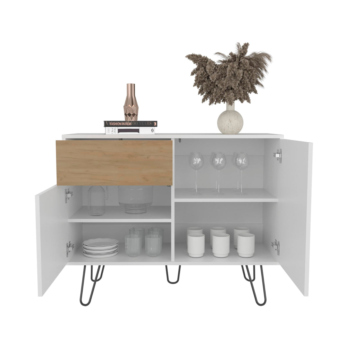 39" Wide Console Table with Two Cabinets, One Drawer and Four Shelves N601