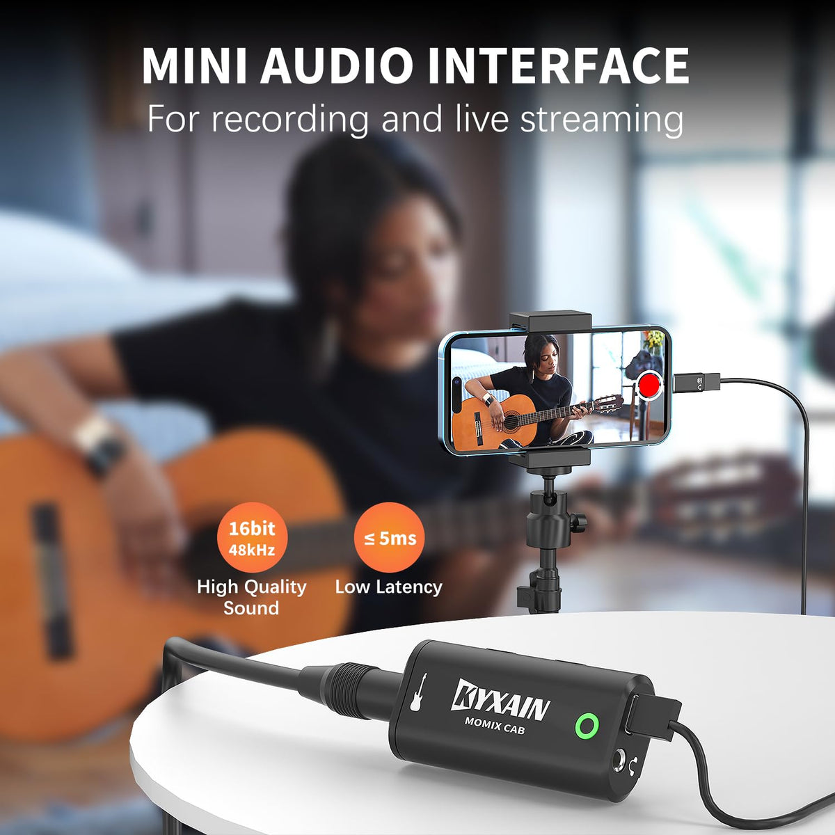 Guitar Audio Interface Sound Card with Type-C & Lightning J16774