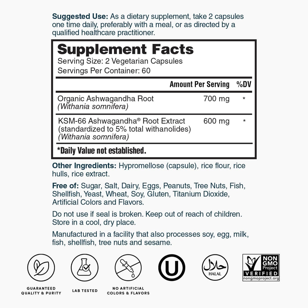 Extra Strength Organic Ashwagandha Root Extract 120 Ct H40151
