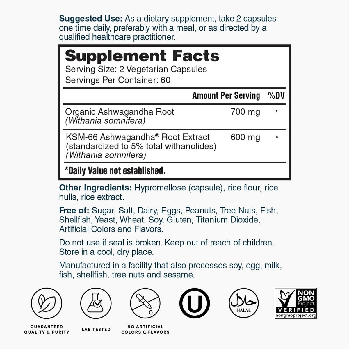Extra Strength Organic Ashwagandha Root Extract 120 Ct H40151