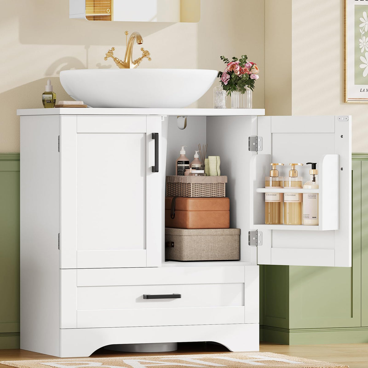 24" Pedestal Sink Storage Cabinet with 2 Doors & 1 Drawer P242