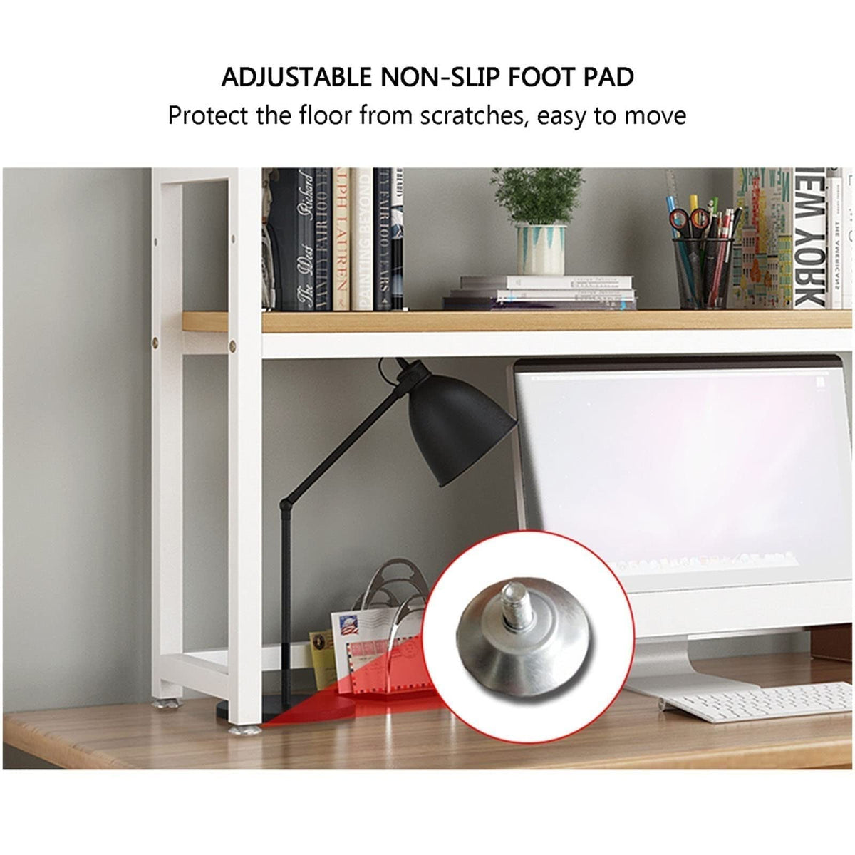 White Adjustable Metal Desktop Bookshelf M389