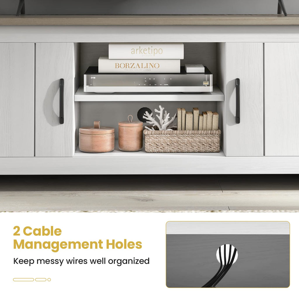2 Doors TV Stand with 2 Cabinets & Open Shelves C606294