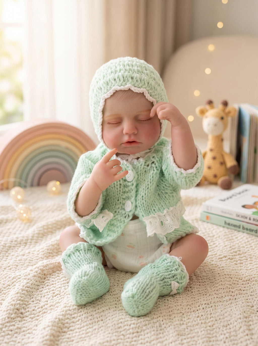 20-Inch Sleeping Reborn Baby Doll with Knitted Hat J599103