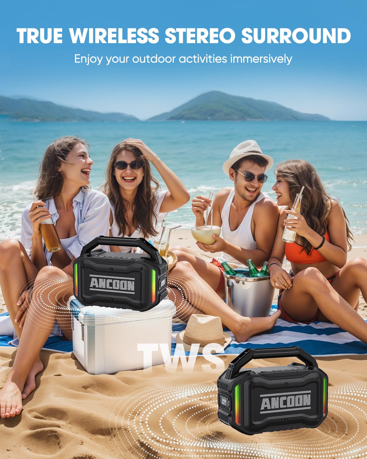80W Bluetooth Wireless Speaker with Bass I7482