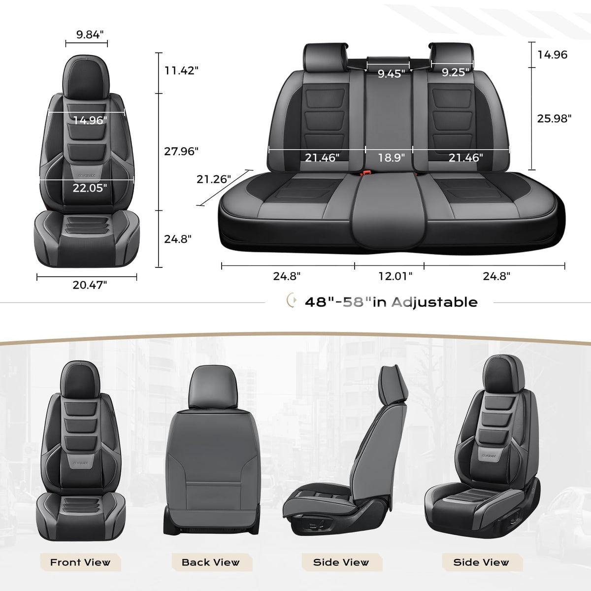 Waterproof Leather Car Seat Covers Full Set Z4752