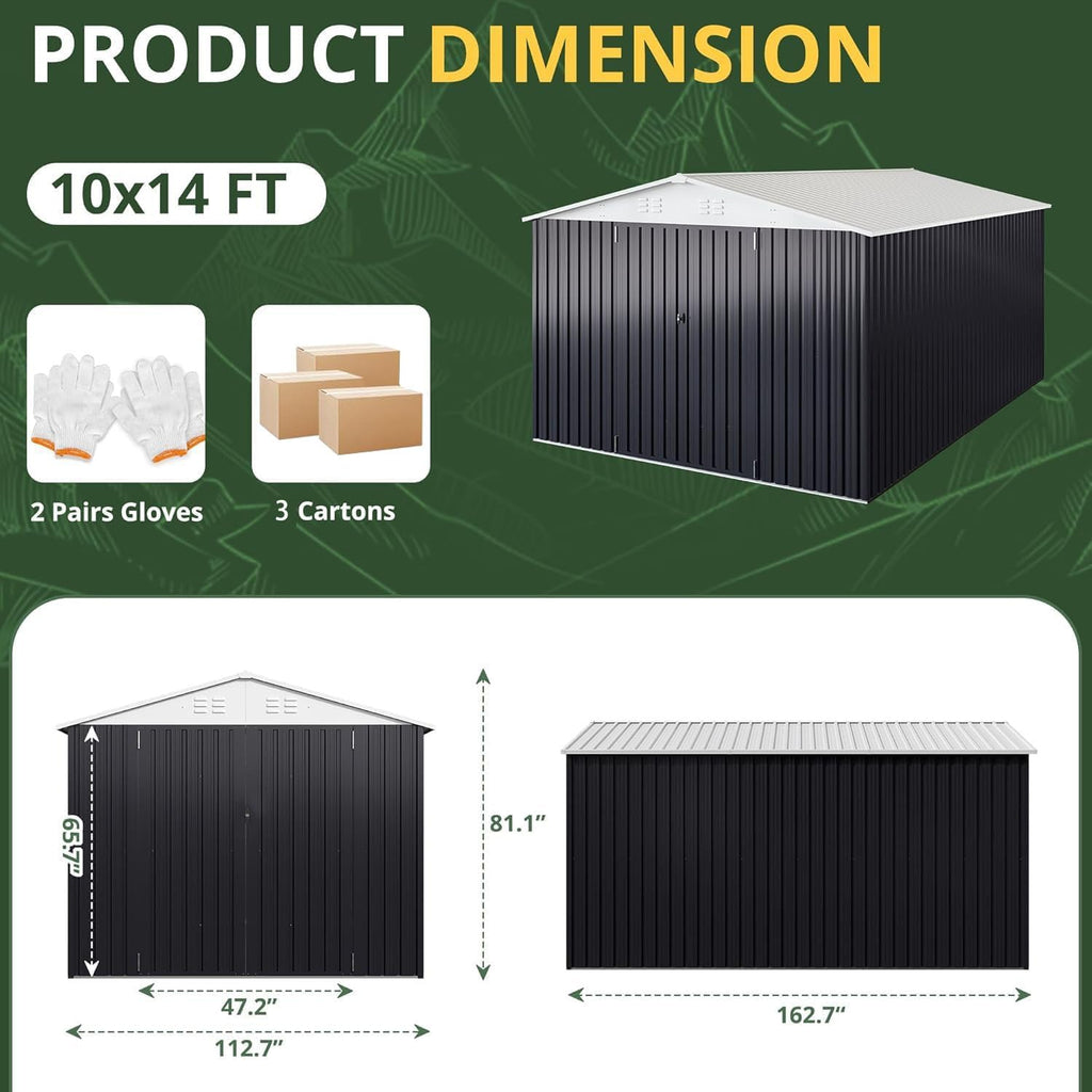 10x14 FT Metal Garden Storage Shed W325