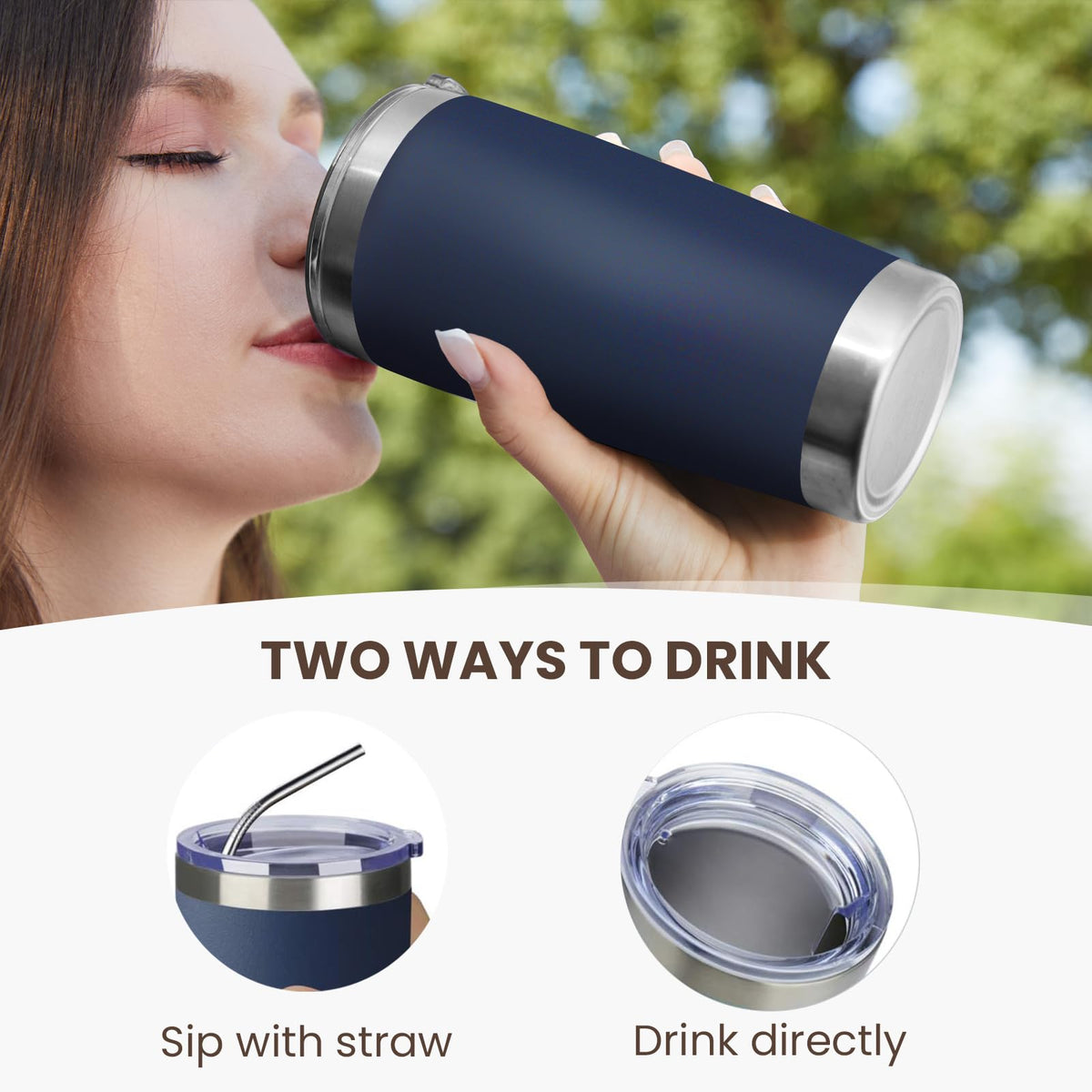 20oz Stainless Steel Insulated Tumbler with Lid and Straw Q85374