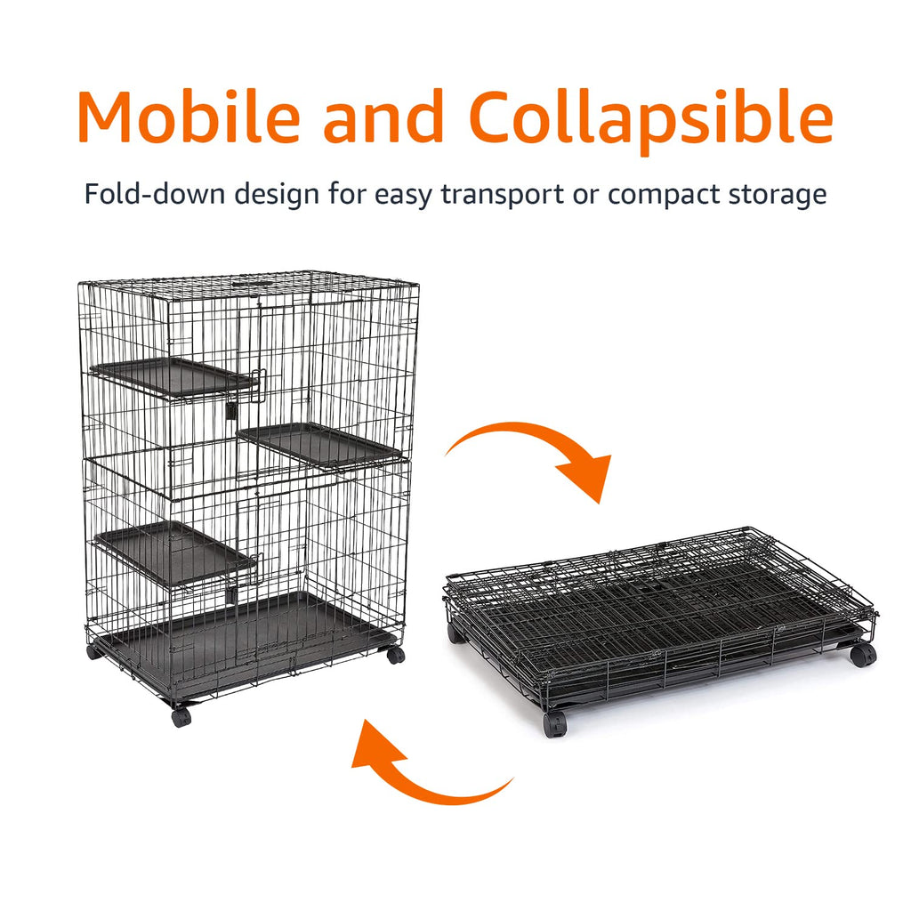 Large 3-Tier Cat Cage Playpen with Removable Tray, Black Z86629