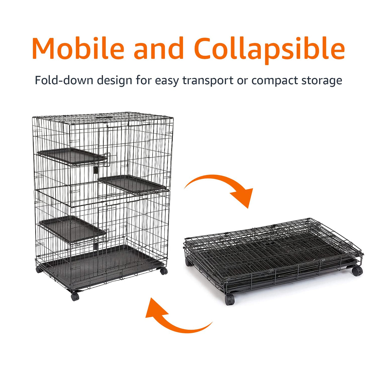 Large 3-Tier Cat Cage Playpen with Removable Tray, Black Z86629