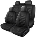 Black Nappa Leather Car Seat Covers Full Set V550285