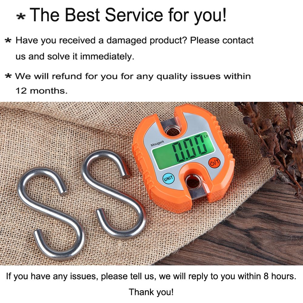 Digital Hanging Scale 300 lb 150 kg Portable Heavy Duty Orange O5435