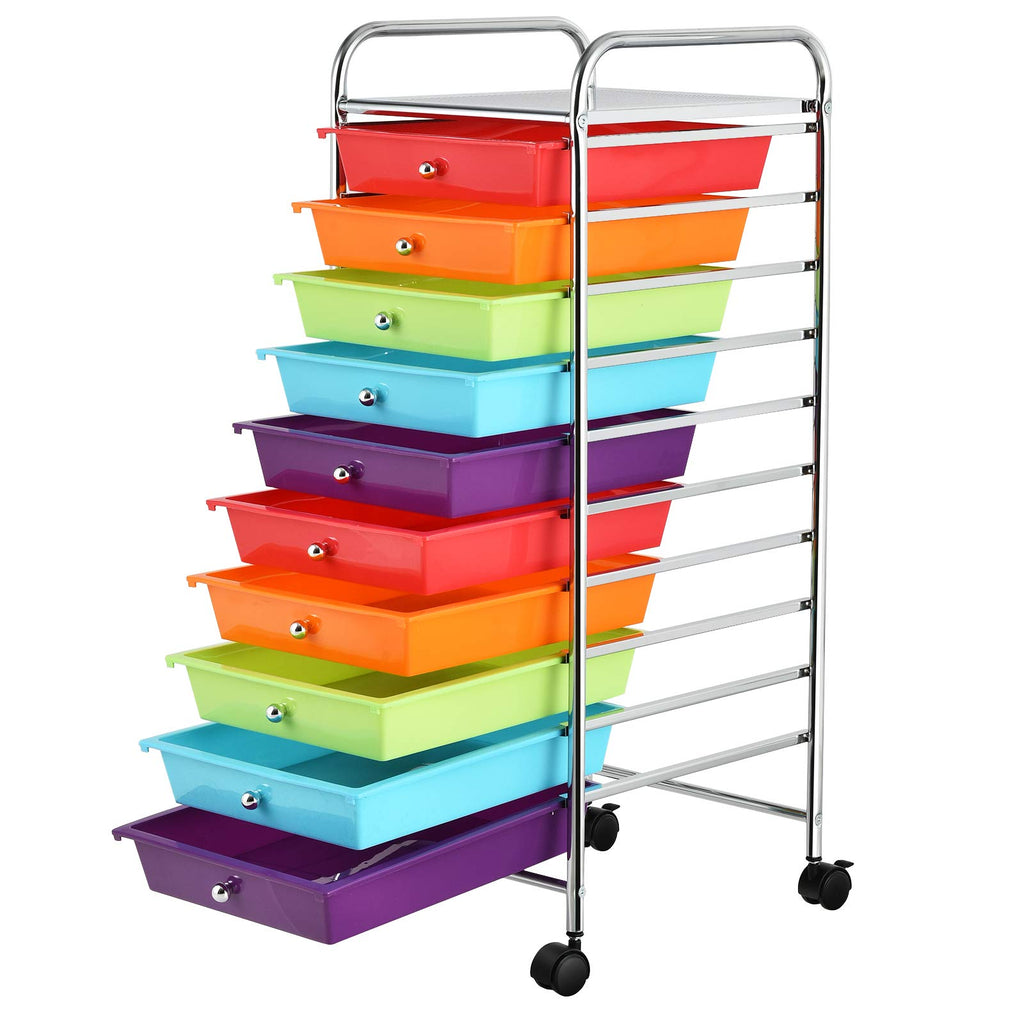 10 Drawer Multicolor Alloy Steel Storage Cart V878