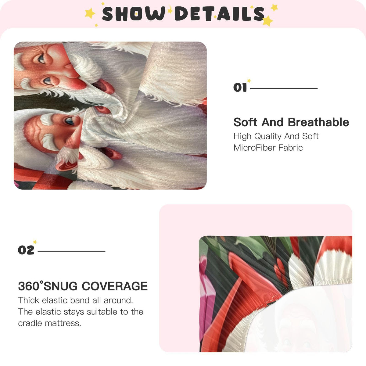 Santa Crib Sheet 52" x 28" F8553
