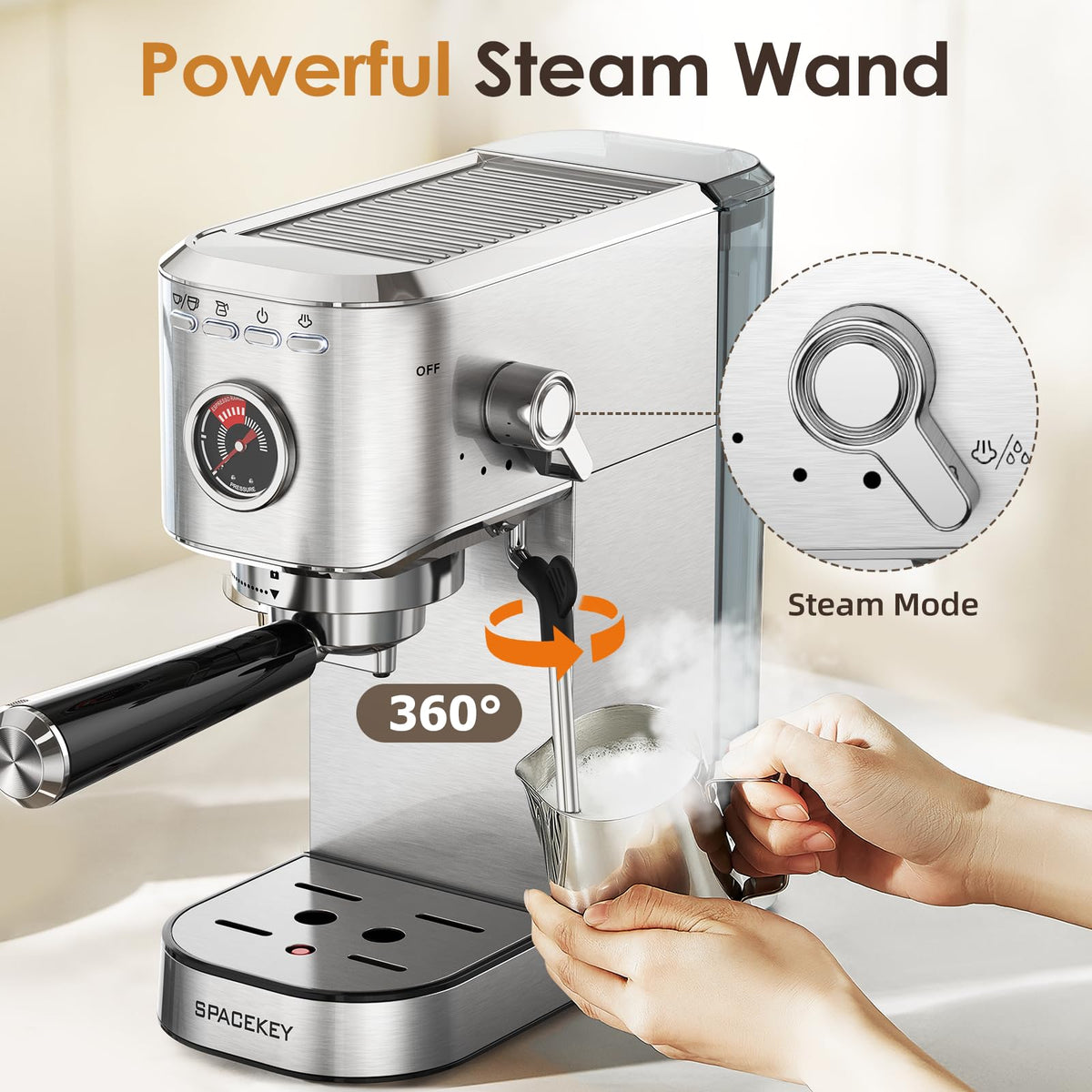 20 Bar Stainless Steel Espresso Machine with Milk Frother L267