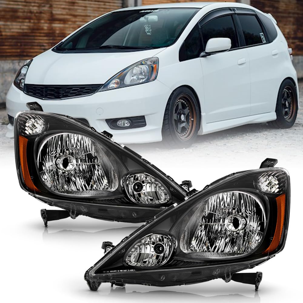 Black Housing Headlights Headlamps Pair Set G414